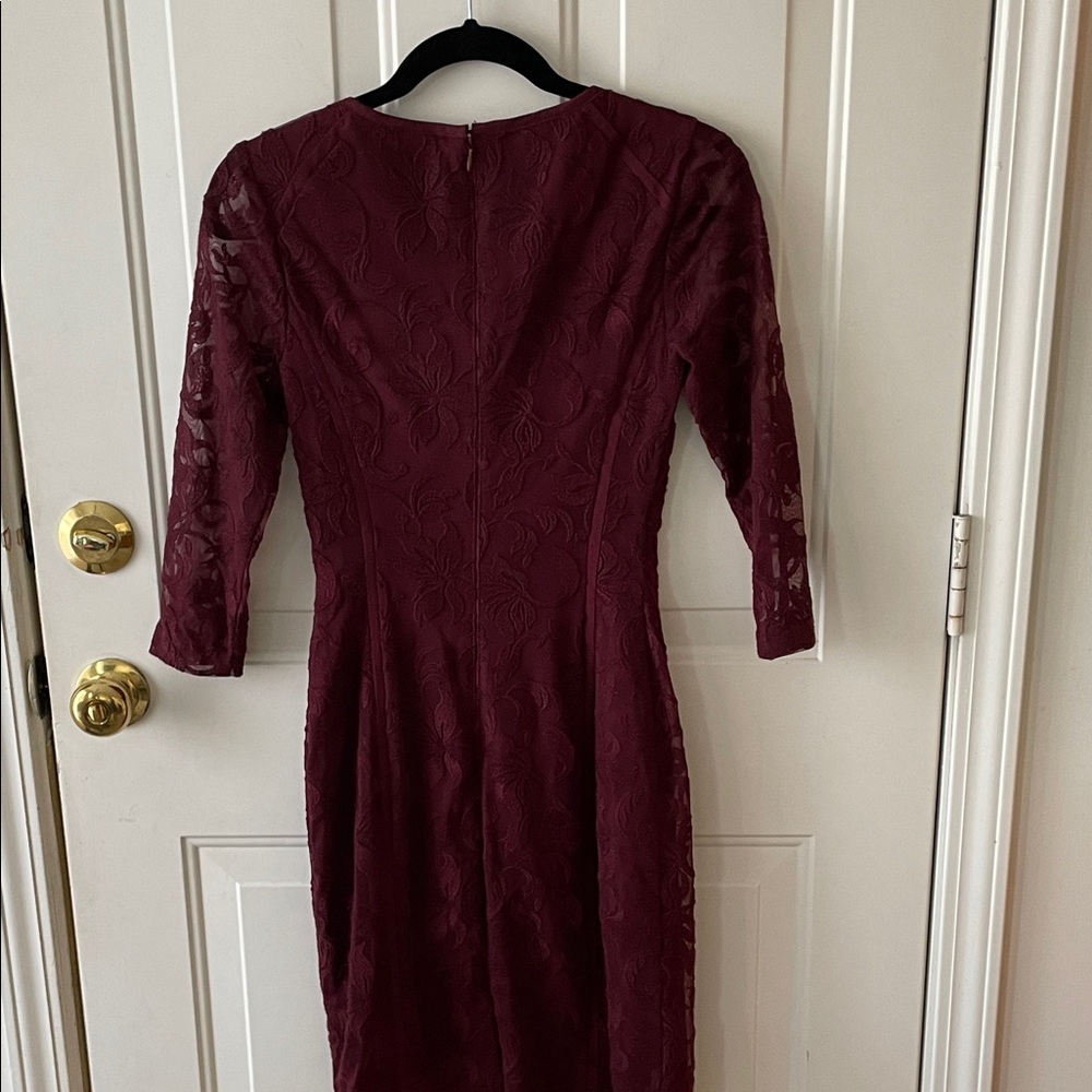 ANTONIO MELANI Deep Red Lace Long Sleeve Dress Size 0 Evening Wedding Guest - Picture 2 of 5